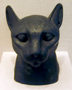 A mask used in the burial of a cat mummy in Ancient Egypt